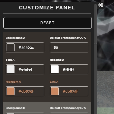 Customize Panel